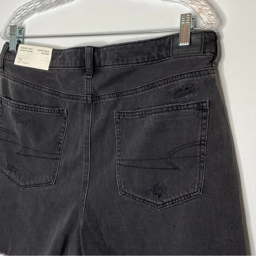 American Eagle Outfitter Grey Distressed Highest Rise Baggy Short